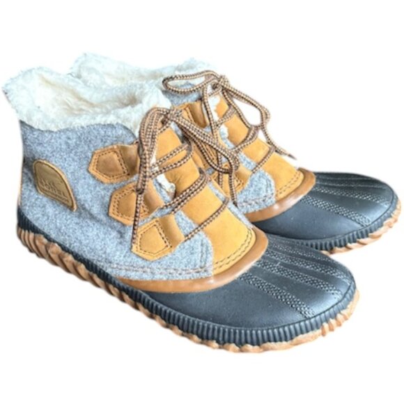 Sorel Out N About‎ Plus Waterproof Duck Boots Felt Upper - Gray - 6.5 - Picture 1 of 10